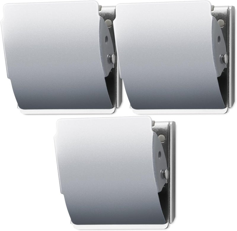 PLUS(ãƒ—ãƒ©ã‚¹) Extra Strong Magnetic Binder Clips, Set of 3 Large Silver Clips for Fridge, Office, and Home Use - Image 5